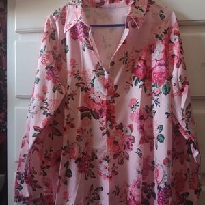 Floral blouse button-up shirt Xl new